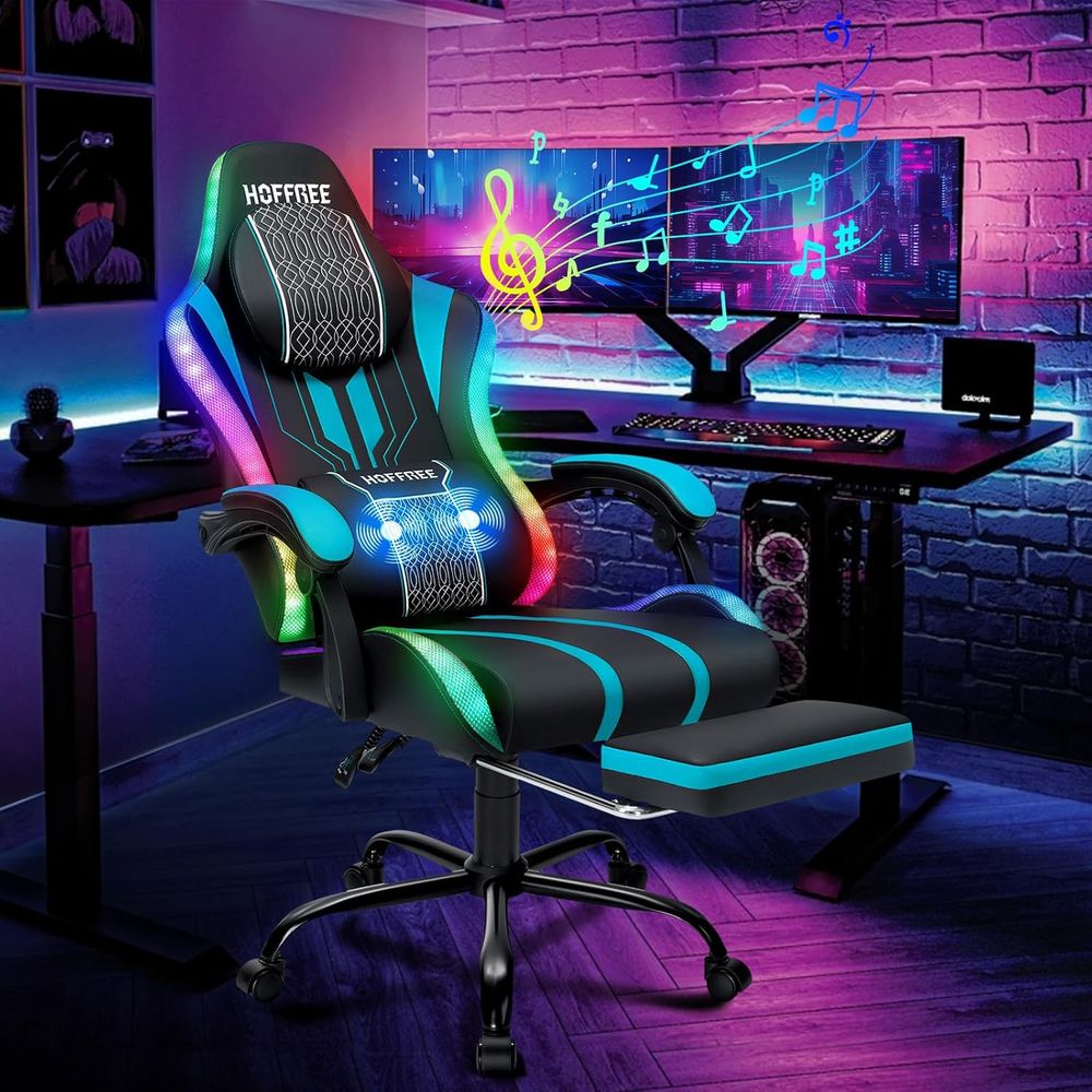 Rgb Gaming Chair - Sedia da Gaming con Luci LED,
