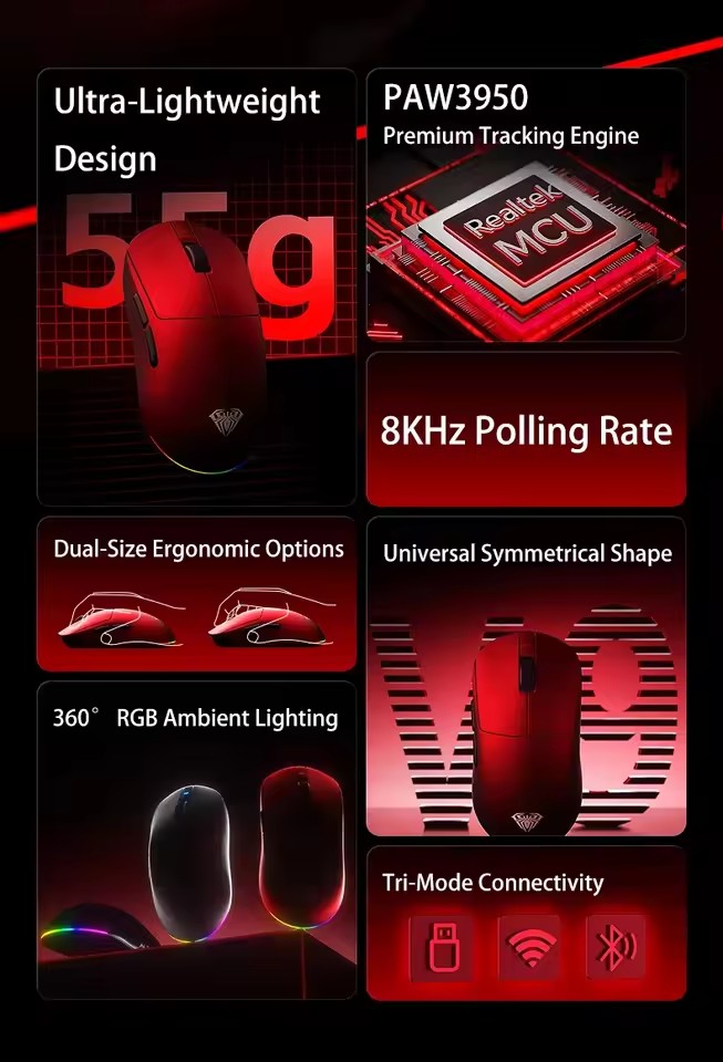 AULA V9 Mouse Ultra Wireless T - Esports Gaming Mouse Wireless recensione e prezzo